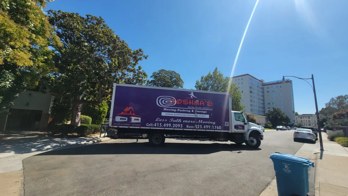 Side view of moving truck